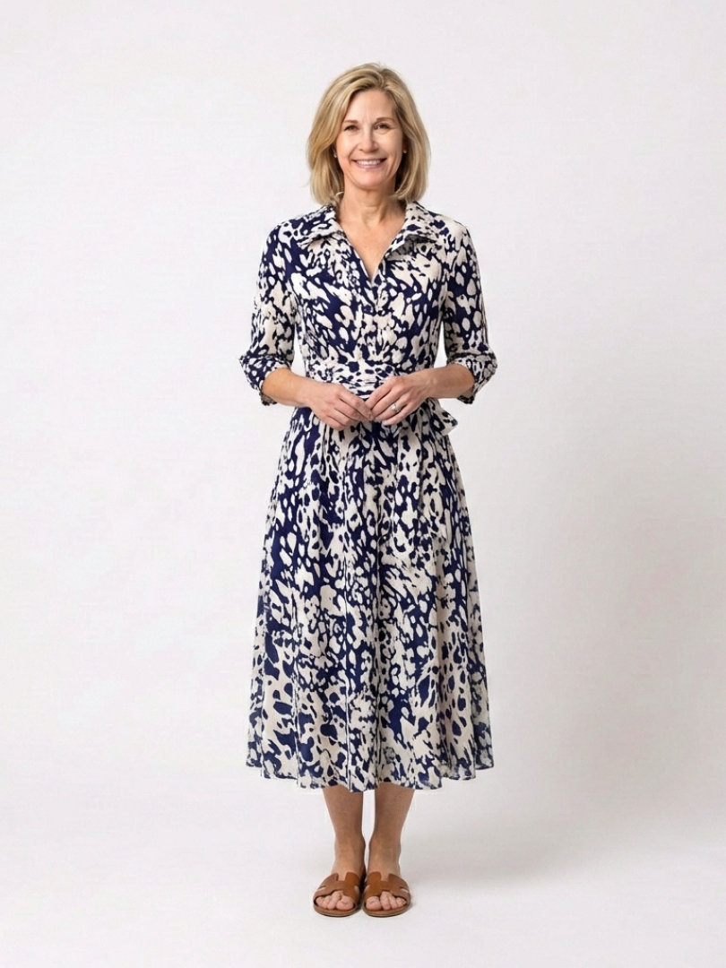 Celeste | Polished Midi Dress With Adjustable Waist