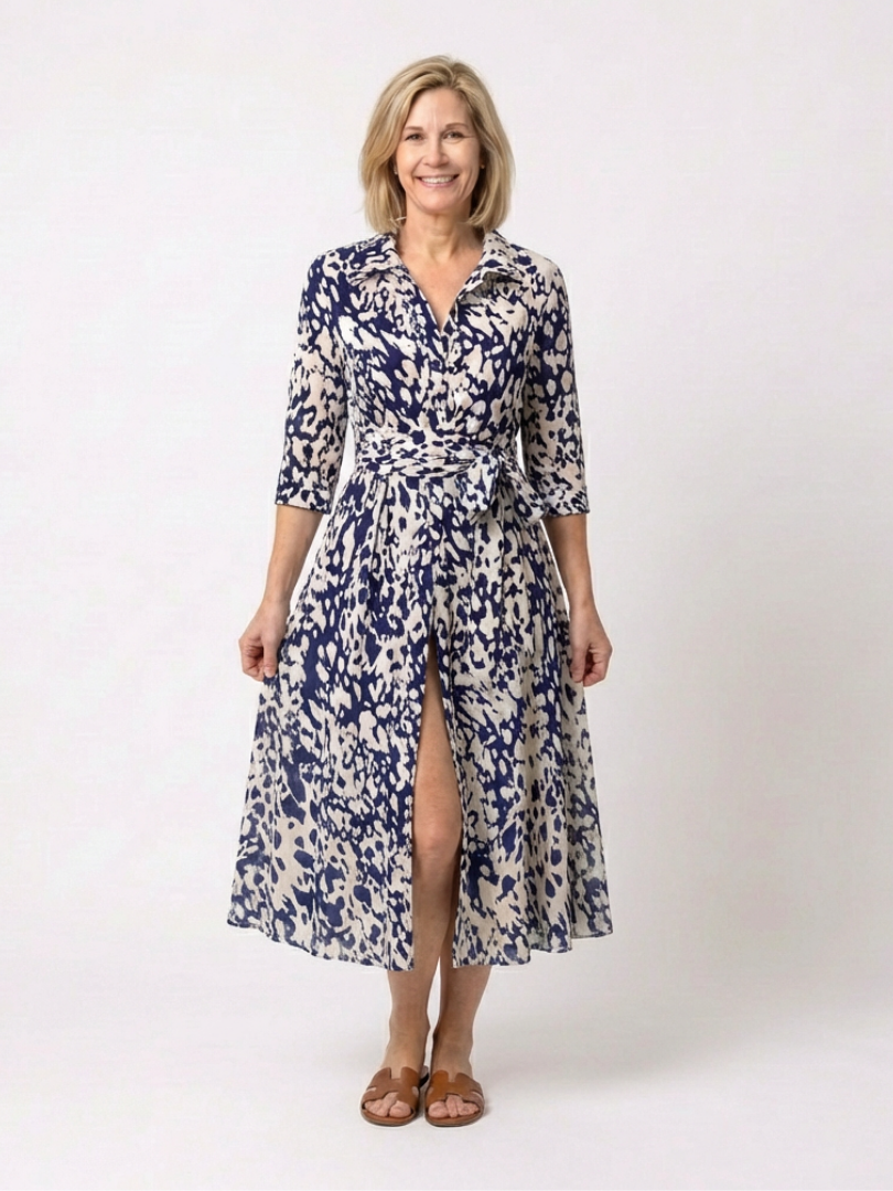 Celeste | Polished Midi Dress With Adjustable Waist