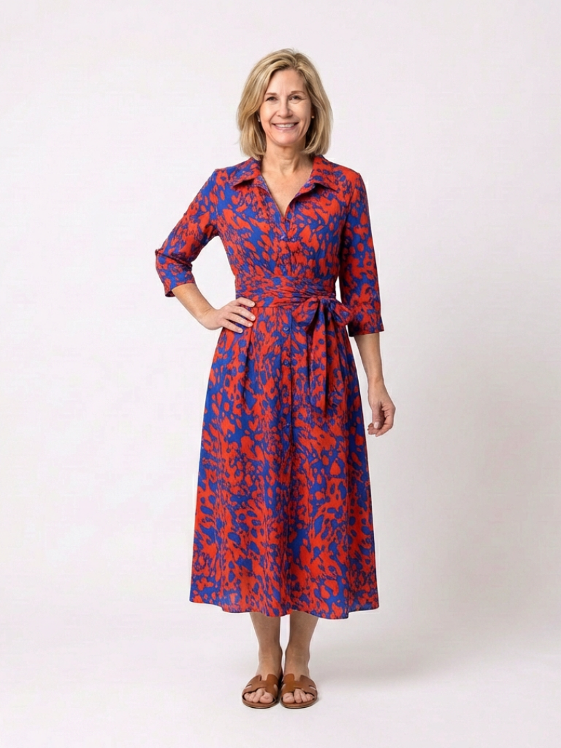 Celeste | Polished Midi Dress With Adjustable Waist