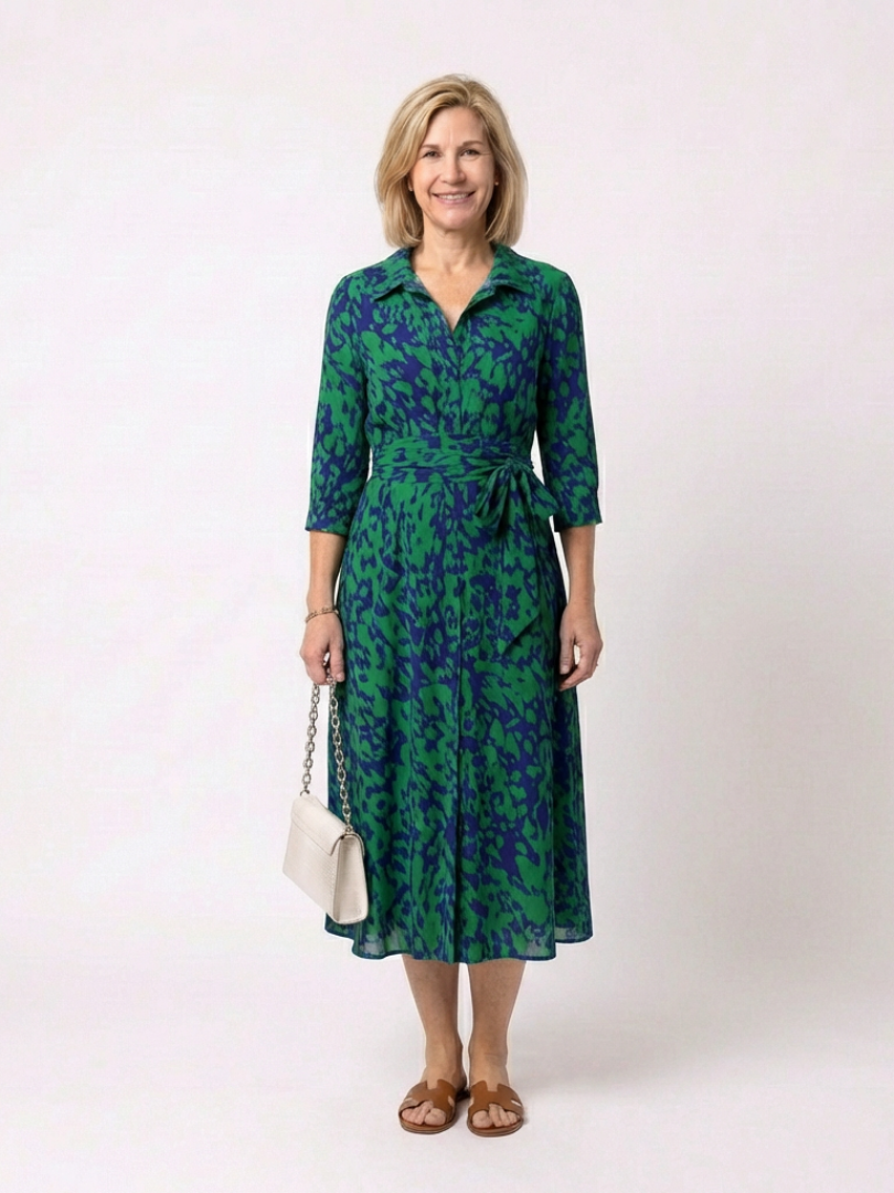 Celeste | Polished Midi Dress With Adjustable Waist