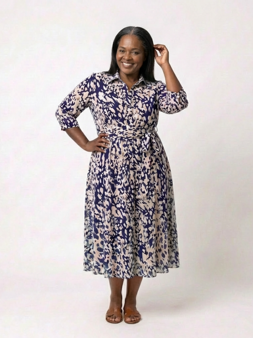 Celeste | Polished Midi Dress With Adjustable Waist