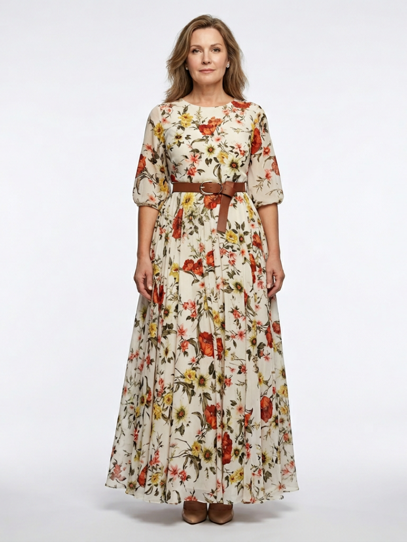 Marilyn | Elegant Maxi Dress With Belt